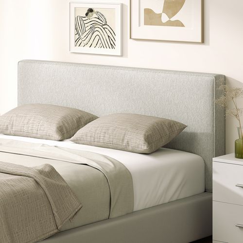 Tête De Lit Murale Rembourrée Tissu Toucher Lin 140 X 60 Cm Gris Clair