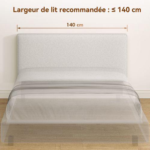 Tête De Lit Murale Rembourrée Tissu Toucher Lin 140 X 60 Cm Gris Clair