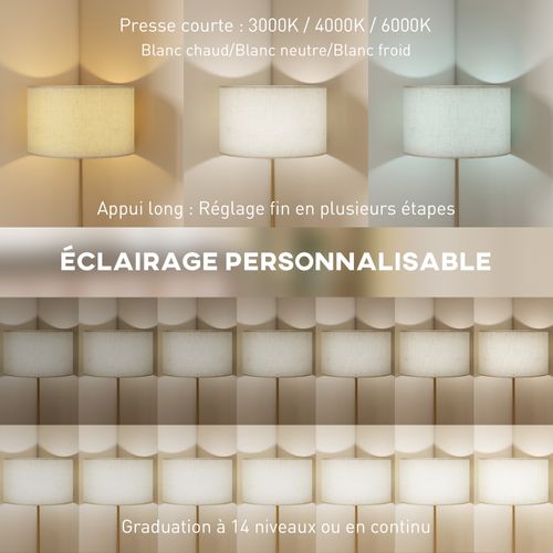Lampadaire Style Néo-rétro Métal Doré Abat Jour Lin Beige H.133-168 Cm Réglable