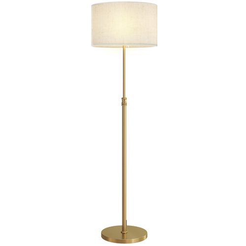 Lampadaire Style Néo-rétro Métal Doré Abat Jour Lin Beige H.133-168 Cm Réglable