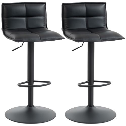 Lot De 2 Tabourets De Bar Réglable En Hauteur Assise Pivotant Pu Noir