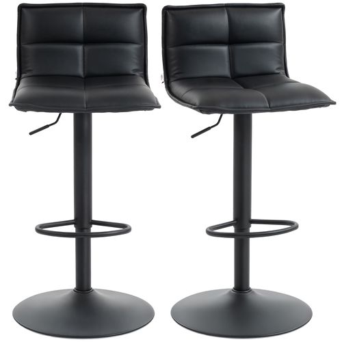 Lot De 2 Tabourets De Bar Réglable En Hauteur Assise Pivotant Pu Noir