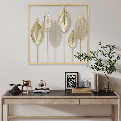 Décoration Murale Feuilles Métal Doré - Goldlfs