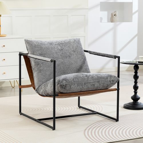 Fauteuil Lounge Design Assise Suspendue Acier Noir Tissu