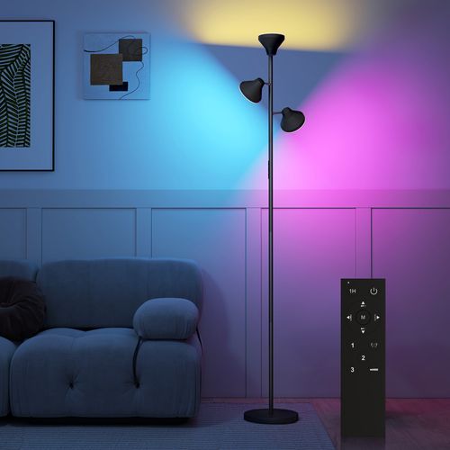 Lampadaire LED Rgb 36w 3 Têtes Rotatives Intensité Variable Télécommande