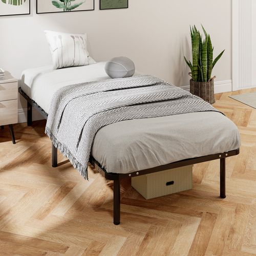 Sommier à Lattes Avec Pieds 90 X 190 Cm - Sommier Sur Pieds - Métal Bois Noir