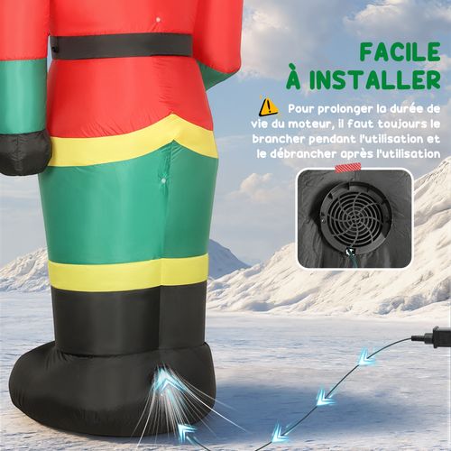 Casse-noisette Noël Gonflable H.245 Cm LED Kit Installation Complet