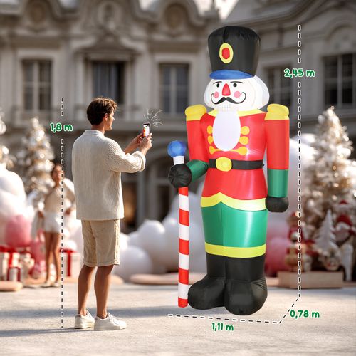 Casse-noisette Noël Gonflable H.245 Cm LED Kit Installation Complet