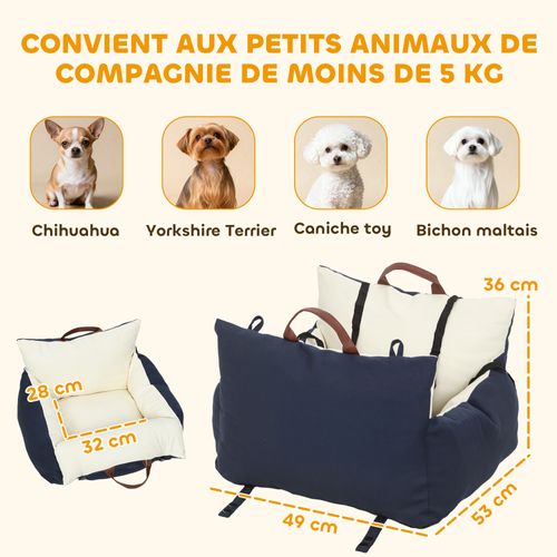Siège Auto Sac De Transport Chien 2 En 1 - Réglable - Coussin Déhoussable