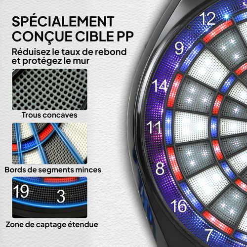 Cible Jeu De Fléchettes Électronique 34 Jeux Grand Écran LED
