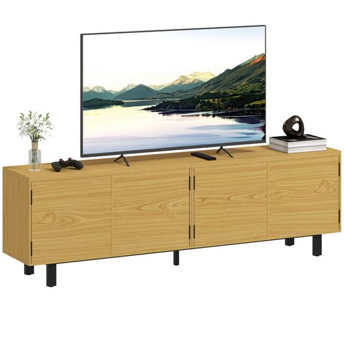 Meuble TV Style Natural Chic 4 Portes Effet Bois Métal Noir