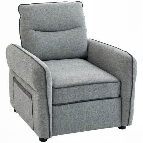 Fauteuil Moderne Haut Dossier Poche Rangement Velours Gris