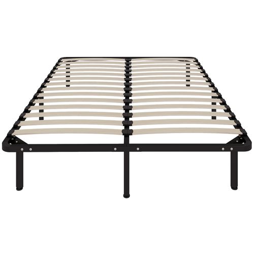 Sommier à Lattes Avec Pieds 140 X 190 Cm - Sommier Sur Pieds - Métal Bois Noir