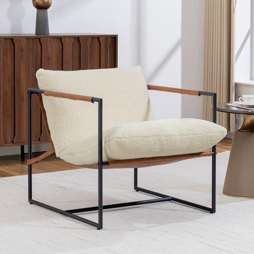 Fauteuil Lounge Design Assise Suspendue Acier Noir Tissu