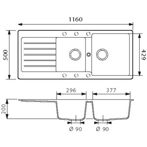 Évier Granit Blanc Schock LEDis 2 Bacs 1 Égouttoir