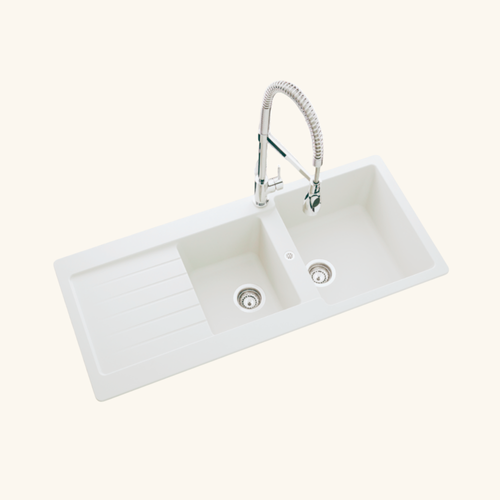 Évier Granit Blanc Schock LEDis 2 Bacs 1 Égouttoir