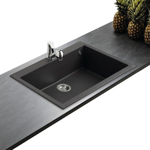 Évier Granit Noir Moucheté Luisina Quadrille 1 Bac 794x504