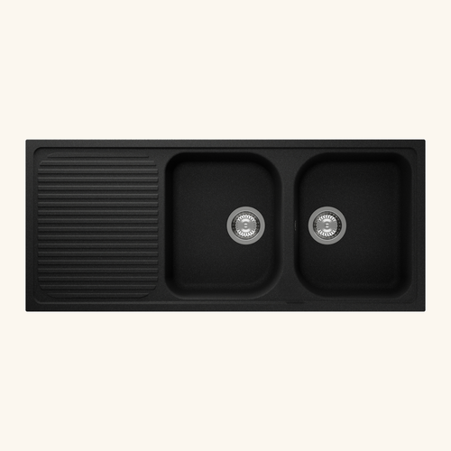 Évier Granit Noir Nuancé Schock Regala 2 Bacs 1 Égouttoir