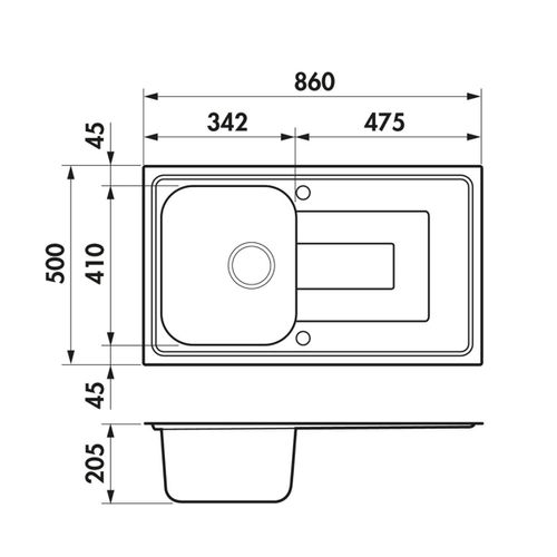 Évier Inox Lisse Luisina Debussy 1 Bac 1 Égouttoir