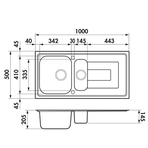 Évier Inox Lisse Luisina Debussy 1 Bac Et Demi - 1 Égouttoir