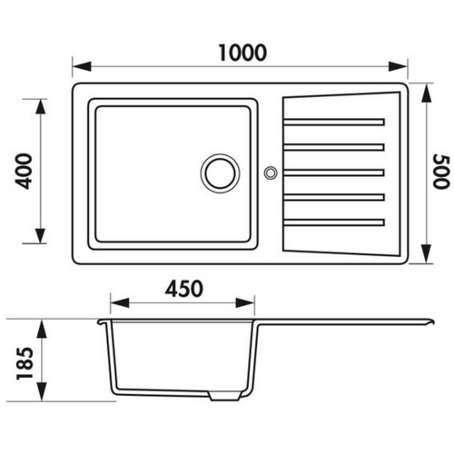 Évier Résine Blanc Ewi Emeraude 1 Grand Bac 1 Égouttoir