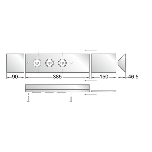 Prise Cuisine Esquina - Bloc 3 Prises Inox Brossé