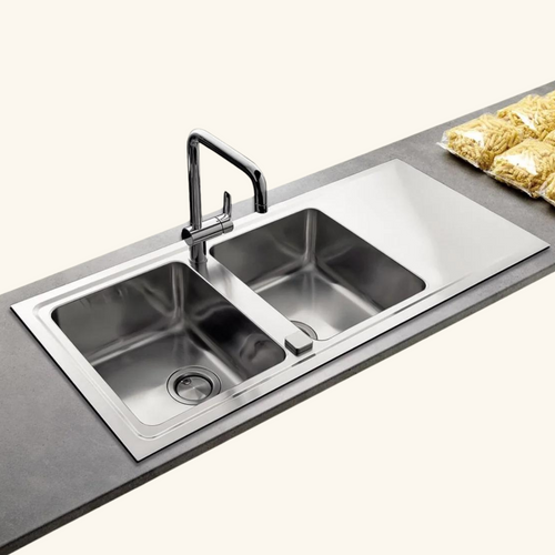 Évier Inox Lisse Luisina Fagotto 2 Bacs 1 Égouttoir