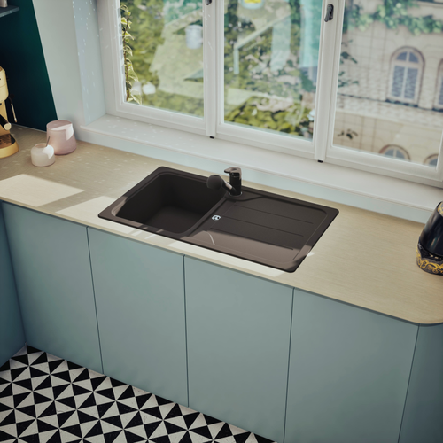 Évier Granit Noir Schock Formhaus 1 Bac 1 Égouttoir