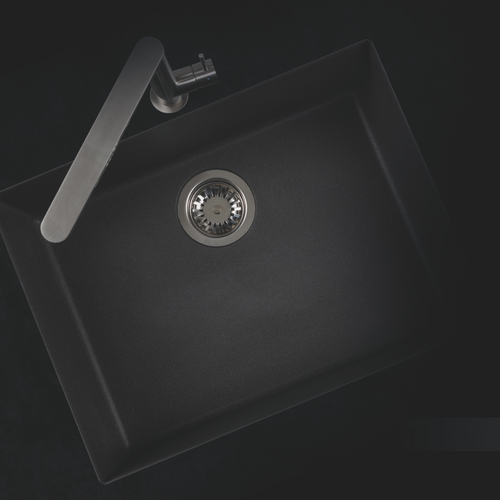 Évier Granit Noir Moucheté Luisina Quadrille 1 Bac 570x500