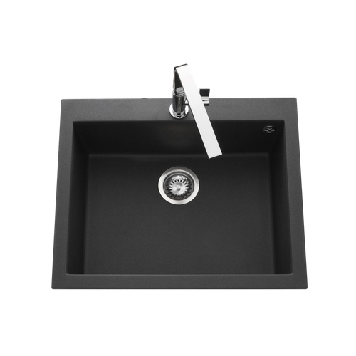 Évier Granit Noir Moucheté Luisina Quadrille 1 Bac 570x500