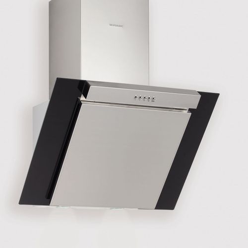 Hotte décorative Murale Kim Inox Et Verre Noir 60 Cm