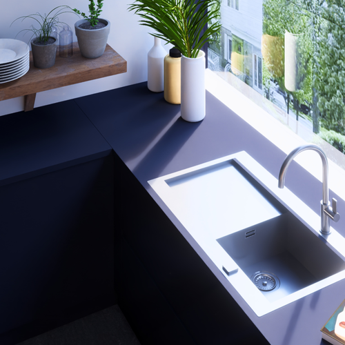 Évier Inox Lisse Rikas 1 Bac 1 Égouttoir