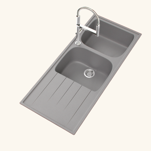 Évier Granit Gris Schock Viola 2 Bacs 1 Égouttoir