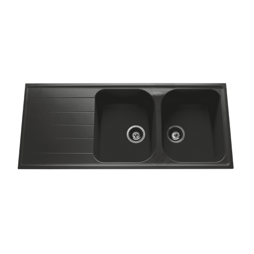 Évier Granit Noir Schock Viola 2 Bacs 1 Égouttoir