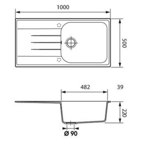 Évier Granit Gris Béton Schock Viola 1 Grand Bac 1 Égouttoir