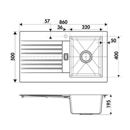 Évier Résine Blanc Pluton 1 Bac 1 Égouttoir