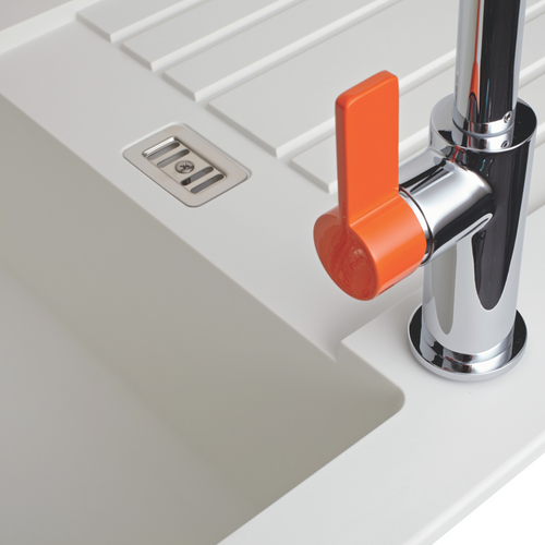 Évier Résine Blanc Pluton 1 Bac 1 Égouttoir