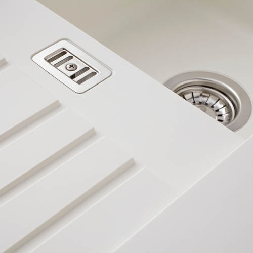 Évier Résine Blanc Pluton 1 Bac 1 Égouttoir