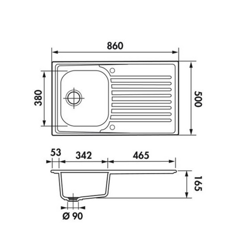 Évier Inox Nid D'abeille Scaldis 1 Bac 1 Égouttoir