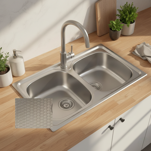 Évier Inox Nid D'abeille Scaldis 2 Bacs