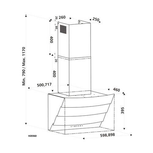 Hotte Cuisine Verticale Silverline City Verre Trempé Blanc 60 Cm