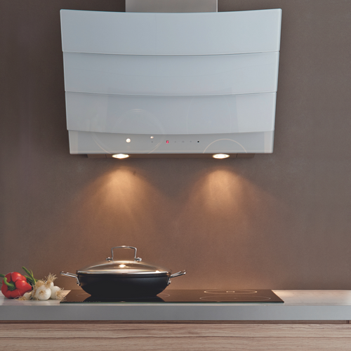 Hotte Cuisine Verticale Silverline City Verre Trempé Blanc 60 Cm