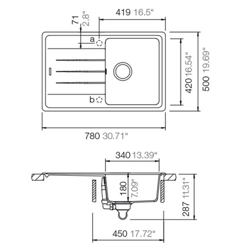 Évier Granit Gris Schock Element 1 Bac 1 Égouttoir
