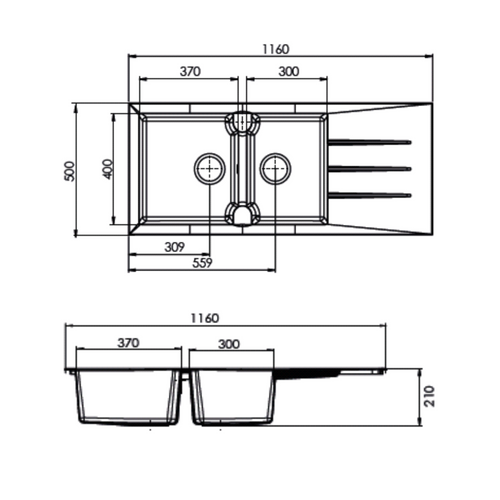 Évier Résine Blanc Tunia 2 Bacs 1 Égouttoir