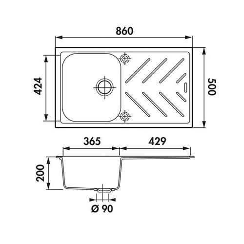 Évier Granit Noir Luisina Arpege 1 Bac 1 Égouttoir