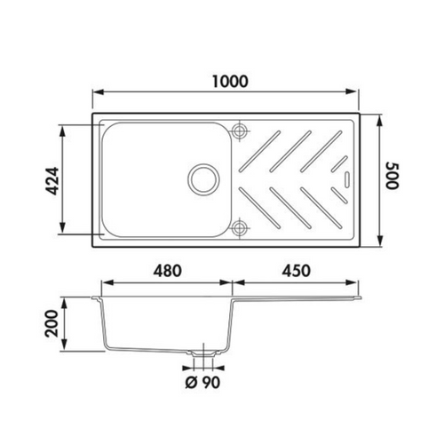 Évier Granit Gris Luisina Arpege 1 Grand Bac 1 Égouttoir