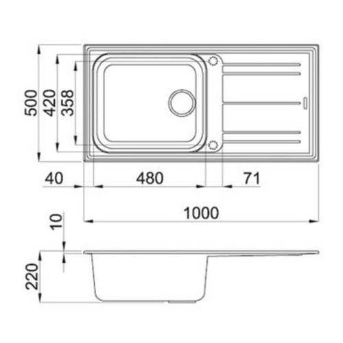 Évier Granit Gris Ewi Holiday 1 Grand Bac - 1 Égouttoir