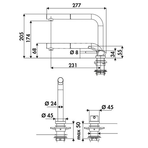 Robinet Douchette Rétractable Chromé Axel