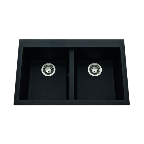 Évier Granit Noir Moucheté Luisina Quadrille 2 Bacs
