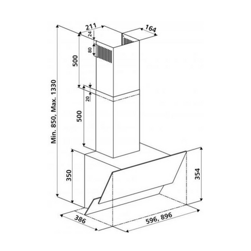 Hotte Cuisine Verticale Silverline Luko Verre Trempé Noir 60 Cm